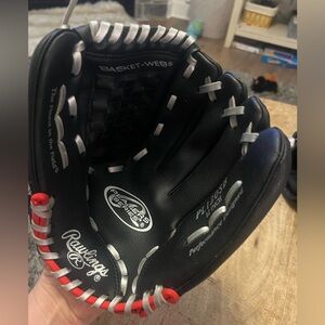 Rawlings PL120SB 12”Black Youth Baseball Glove with Silver Laces Mitt